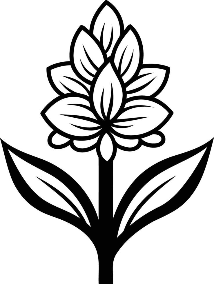 Simple black and white element illustration of a stylized flower vector