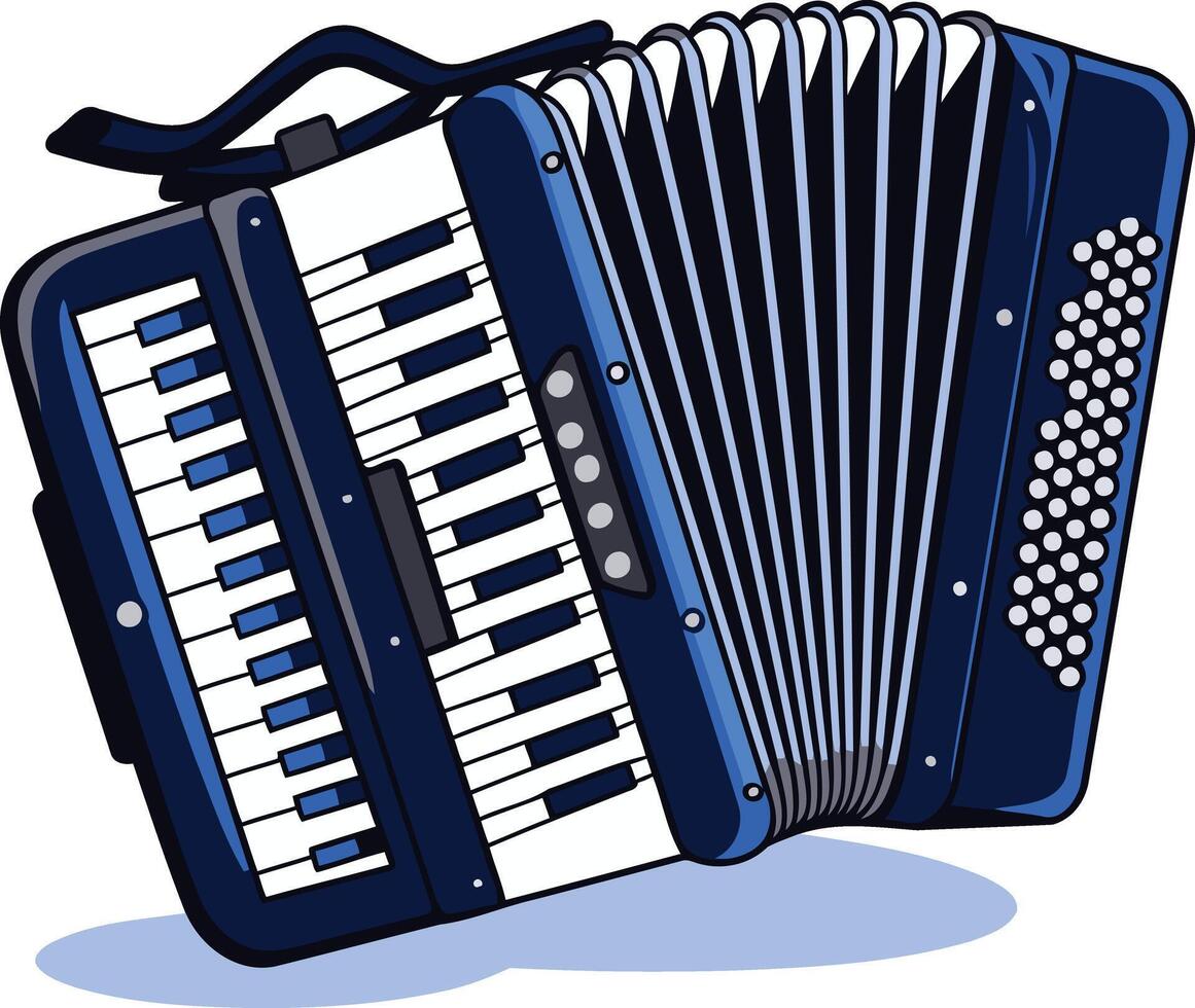 Blue Accordion With White Keys vector