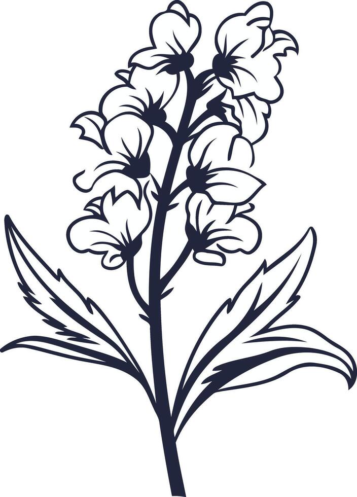 Elegant Floral Illustration in Navy Blue vector