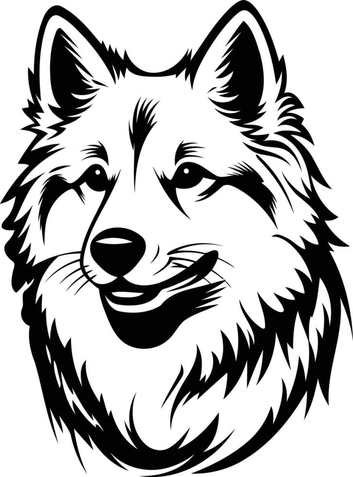 A simple yet striking black and white illustration of a wolf's head, perfect for logo design, branding, or t-shirt graphics vector