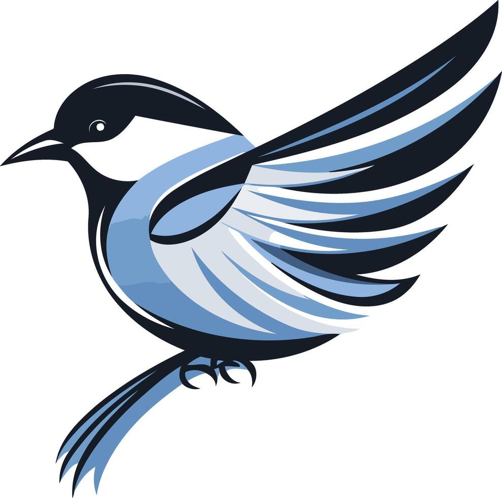 Stylized Blue Bird in Flight vector