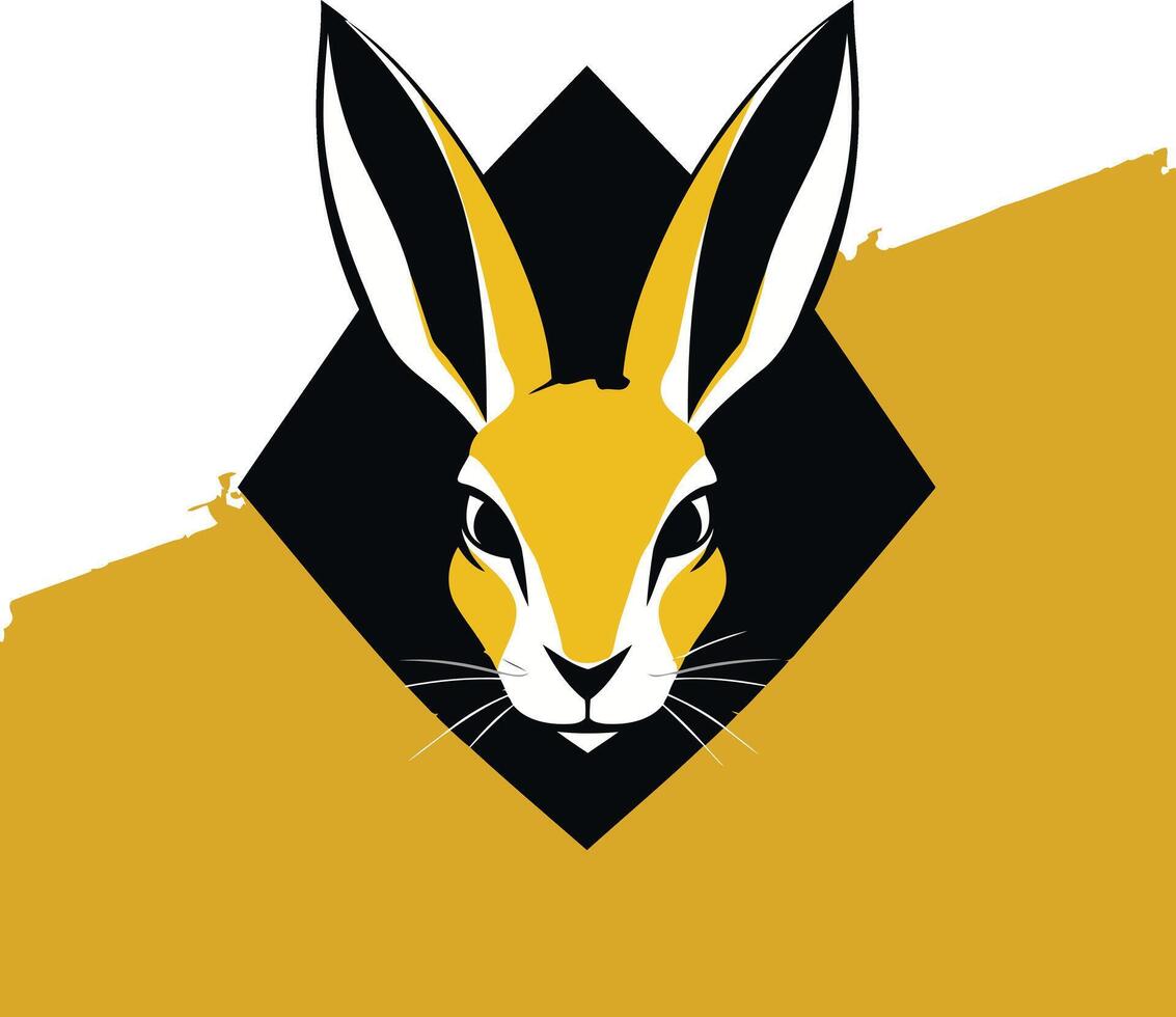 Black and Yellow Rabbit Illustration vector