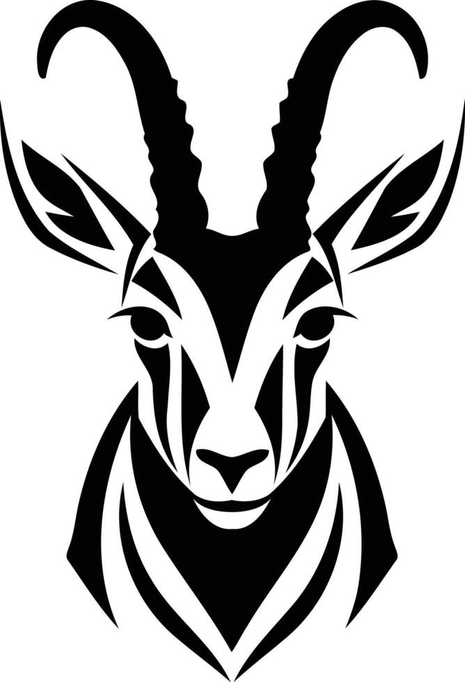 Stylized black and white illustration of an antelope head vector