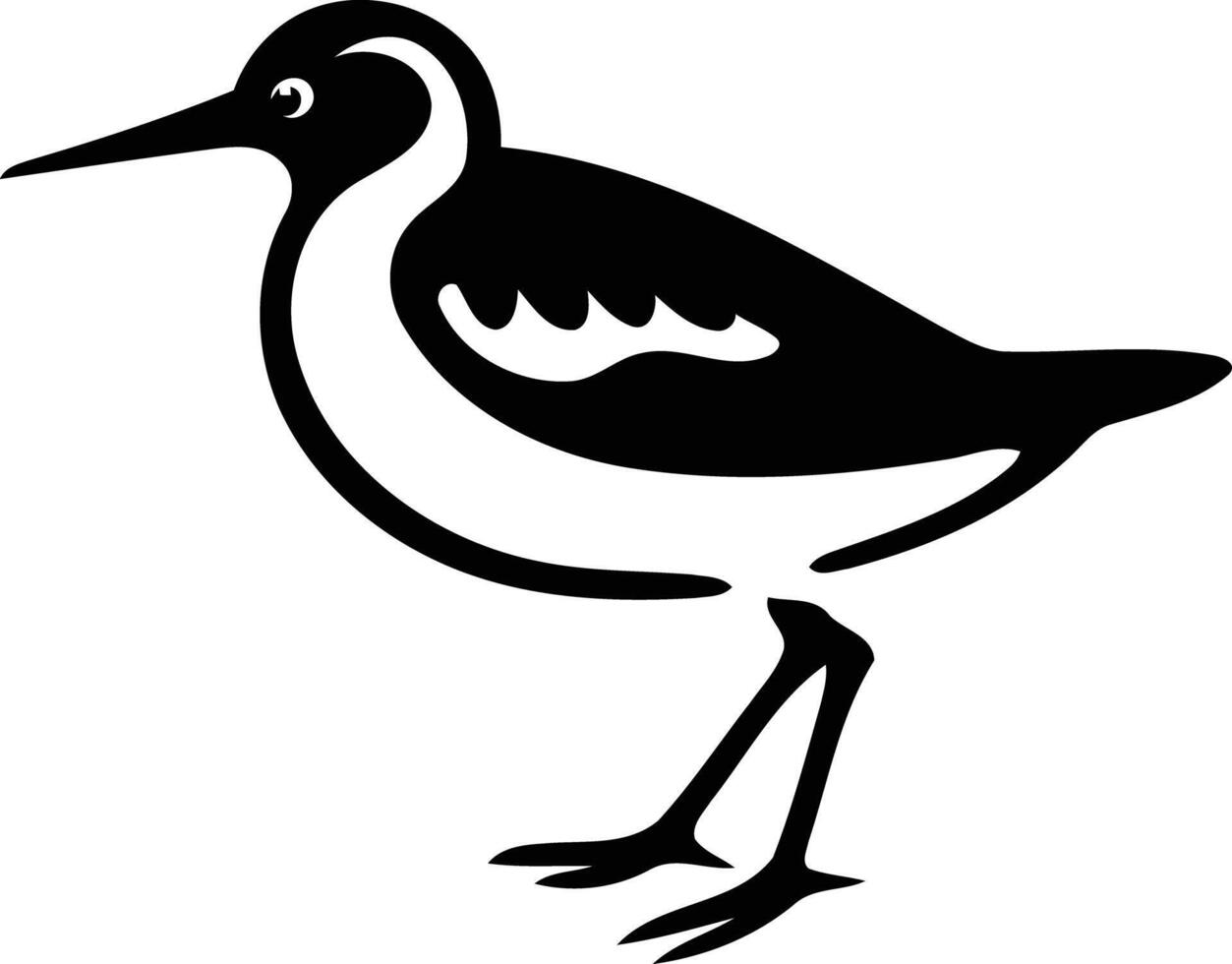 A simple yet elegant black and white illustration of a sandpiper, perfect for creating logos, branding, or decorative elements vector