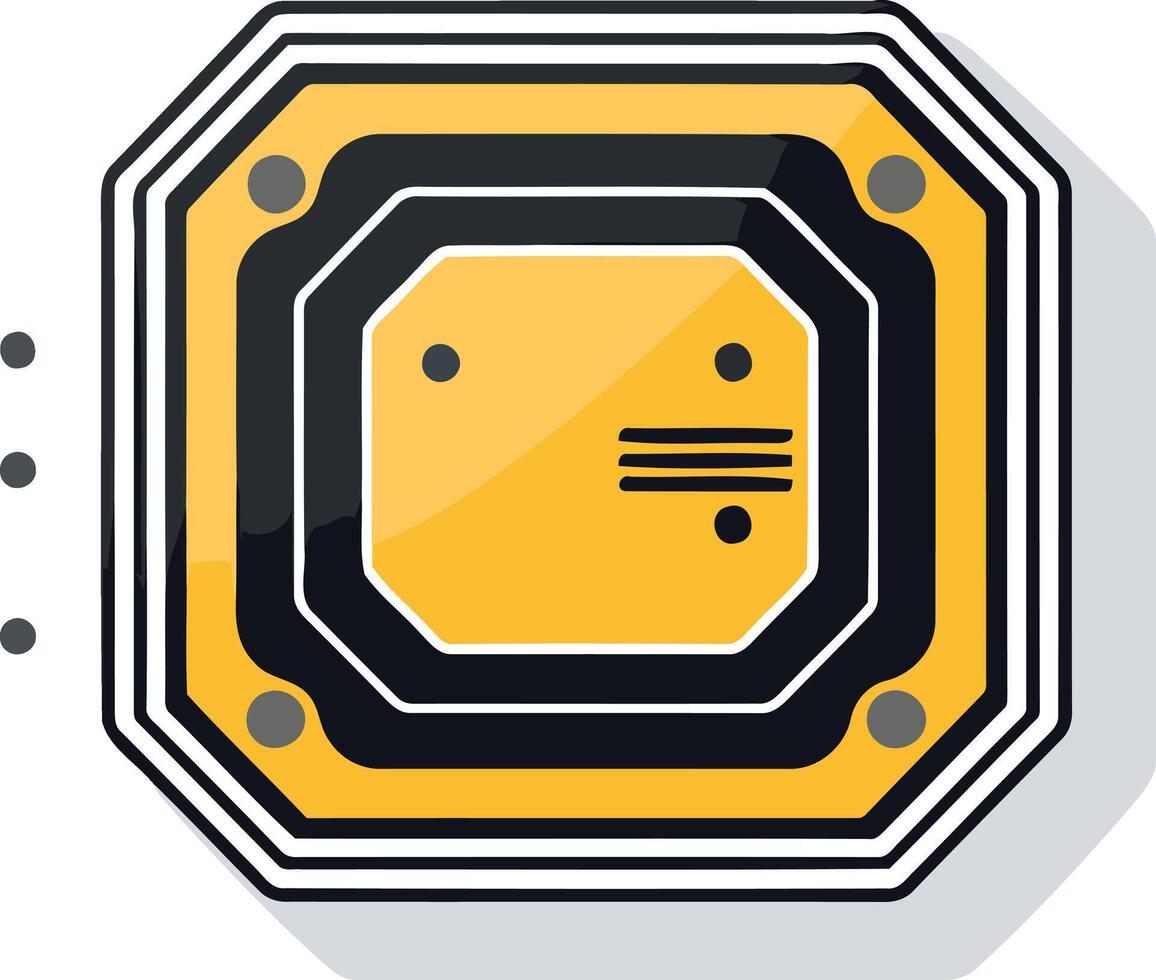 Octagonal Shaped Circuit Board with Yellow Center vector