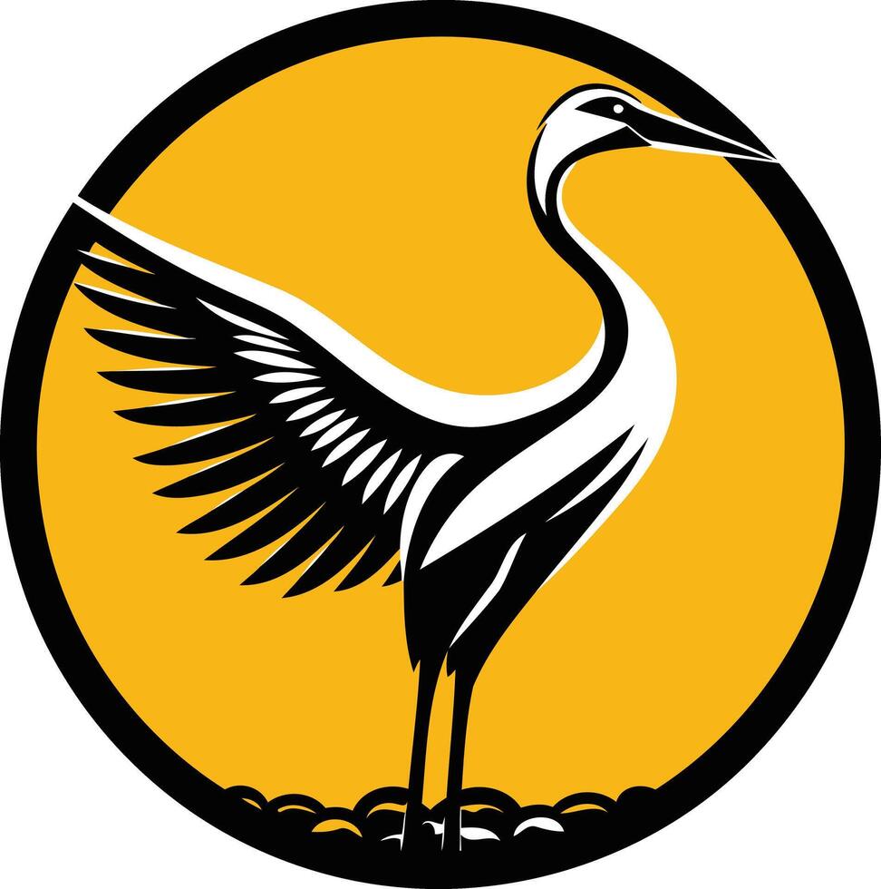 Crane with Spread Wings in a Circle vector
