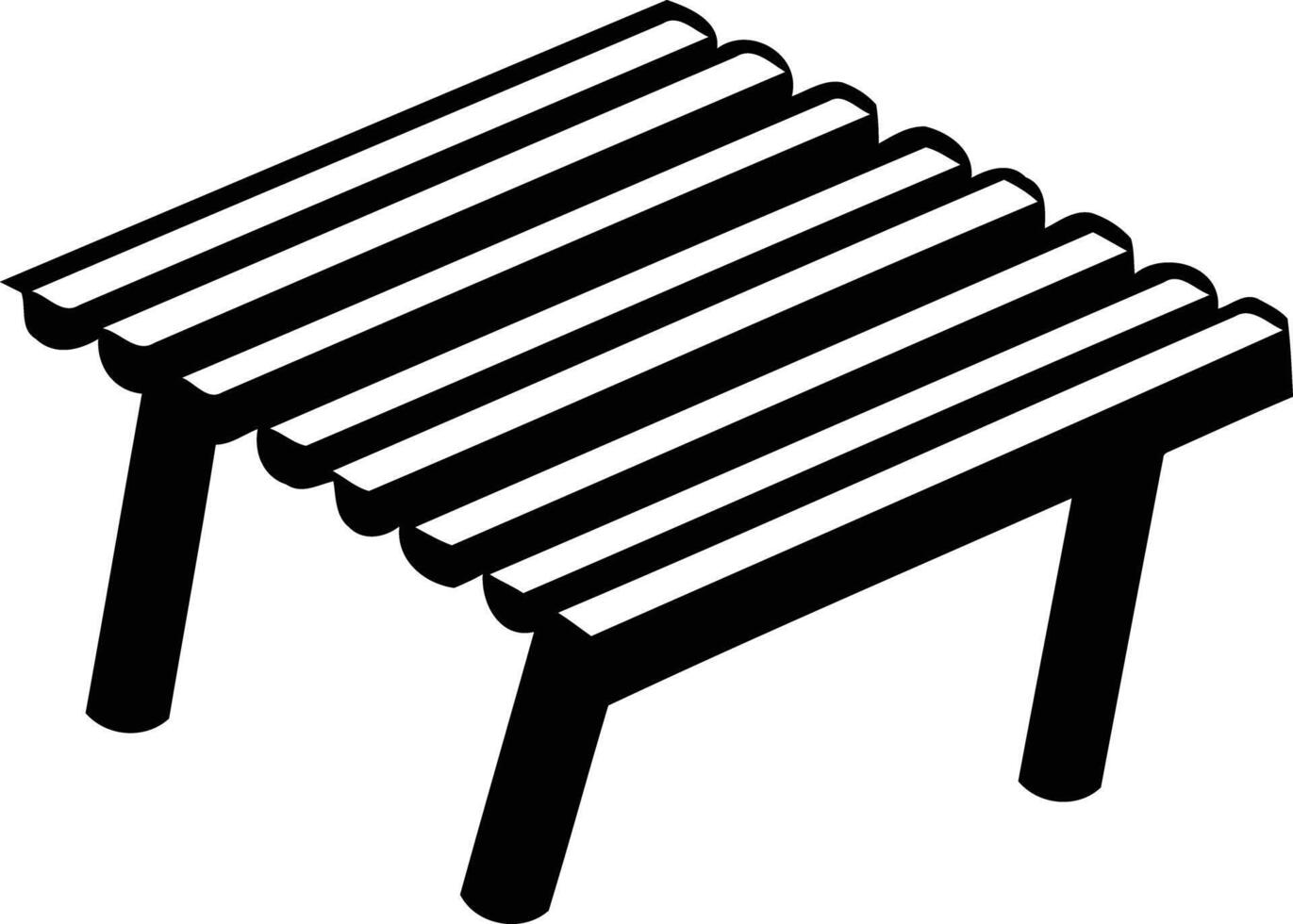 Simple black and white illustration of a slatted pergola or awning vector