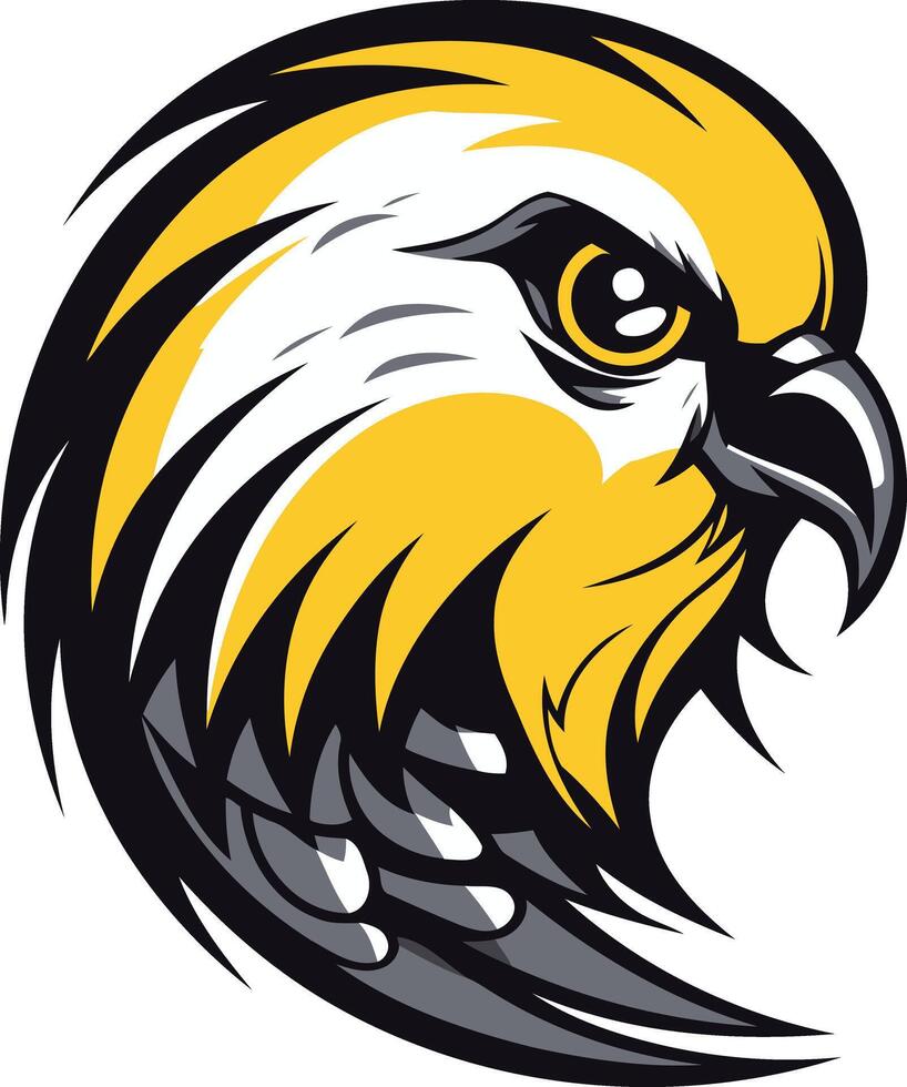 Powerful and dynamic hawk head mascot logo, perfect for sports teams, schools, and businesses seeking a strong and impactful visual identity vector