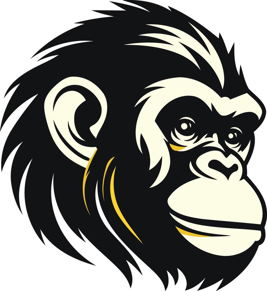 Powerful and striking illustration of a chimpanzee head, perfect for logos, branding, or designs needing a strong, animalistic element vector