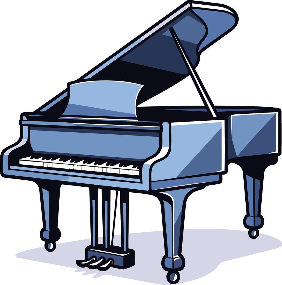 A Grand Piano with Open Lid vector