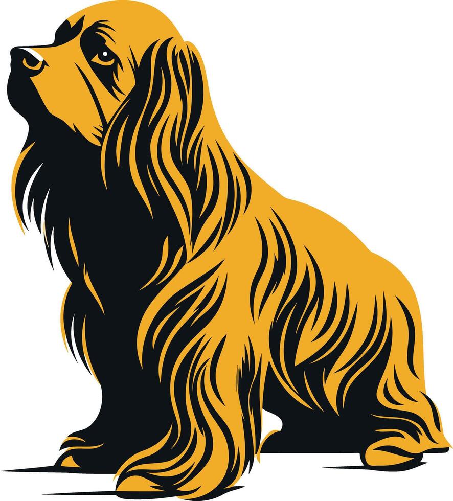 Golden Retriever Sitting with Long Fur vector