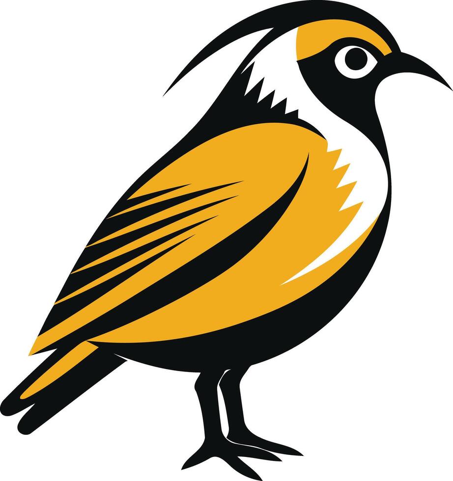 A stylized yellow bird with black accents, perfect for branding, logos, and nature-inspired designs vector