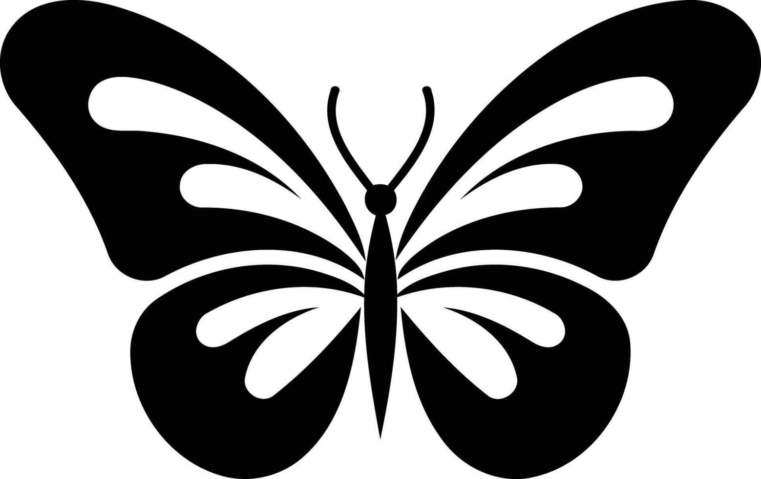 Simple, elegant black and white butterfly silhouette vector