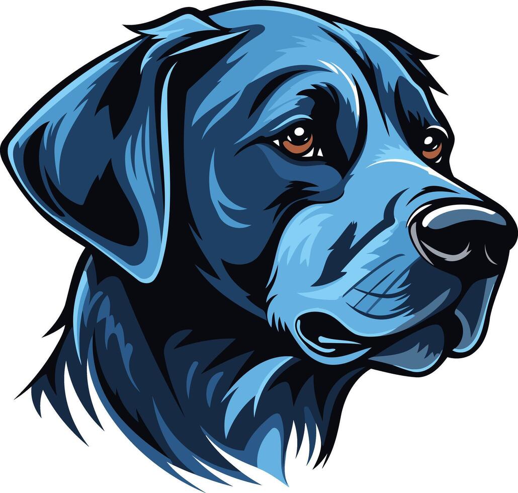 A striking illustration of a black labrador retriever's head, perfect for dog-related branding, logos, or designs vector