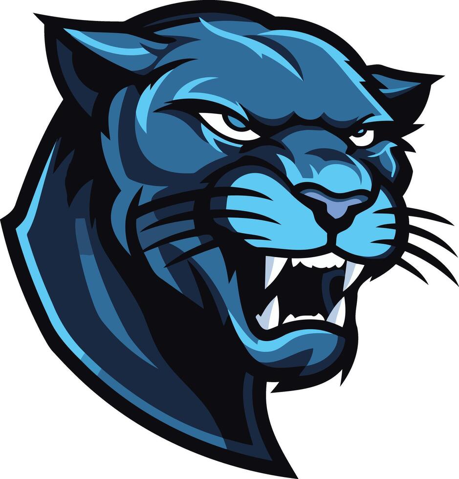 Black Panther Head with Aggressive Expression vector