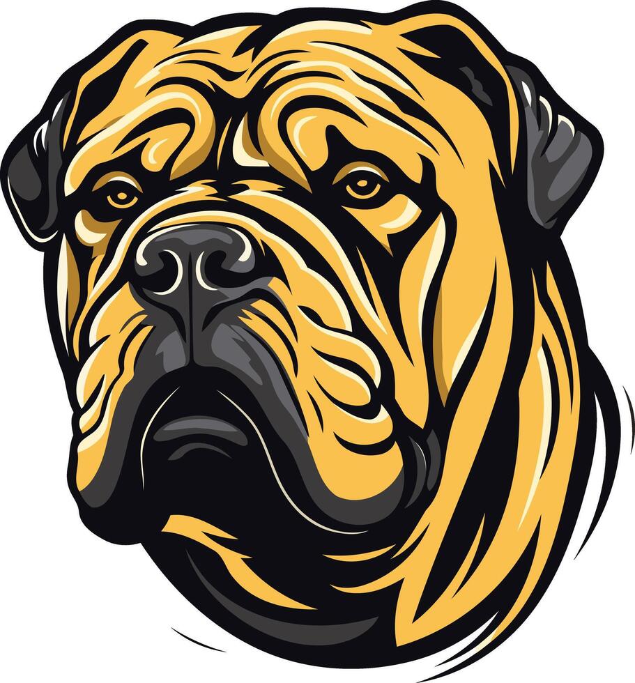 A powerful and expressive illustration of a bullmastiff's head, perfect for dog-related designs, branding, and more vector