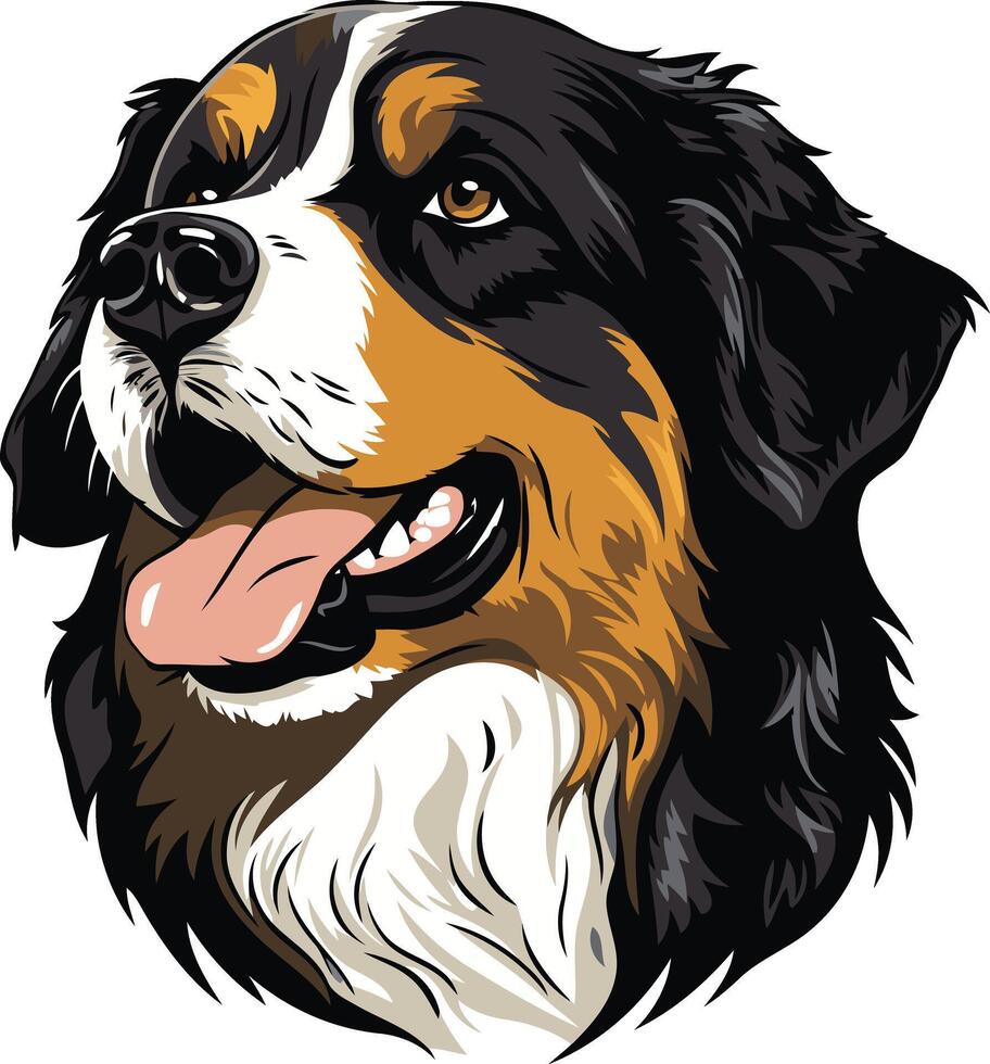 A friendly bernese mountain dog portrait, perfect for pet-related designs, logos, and social media content vector