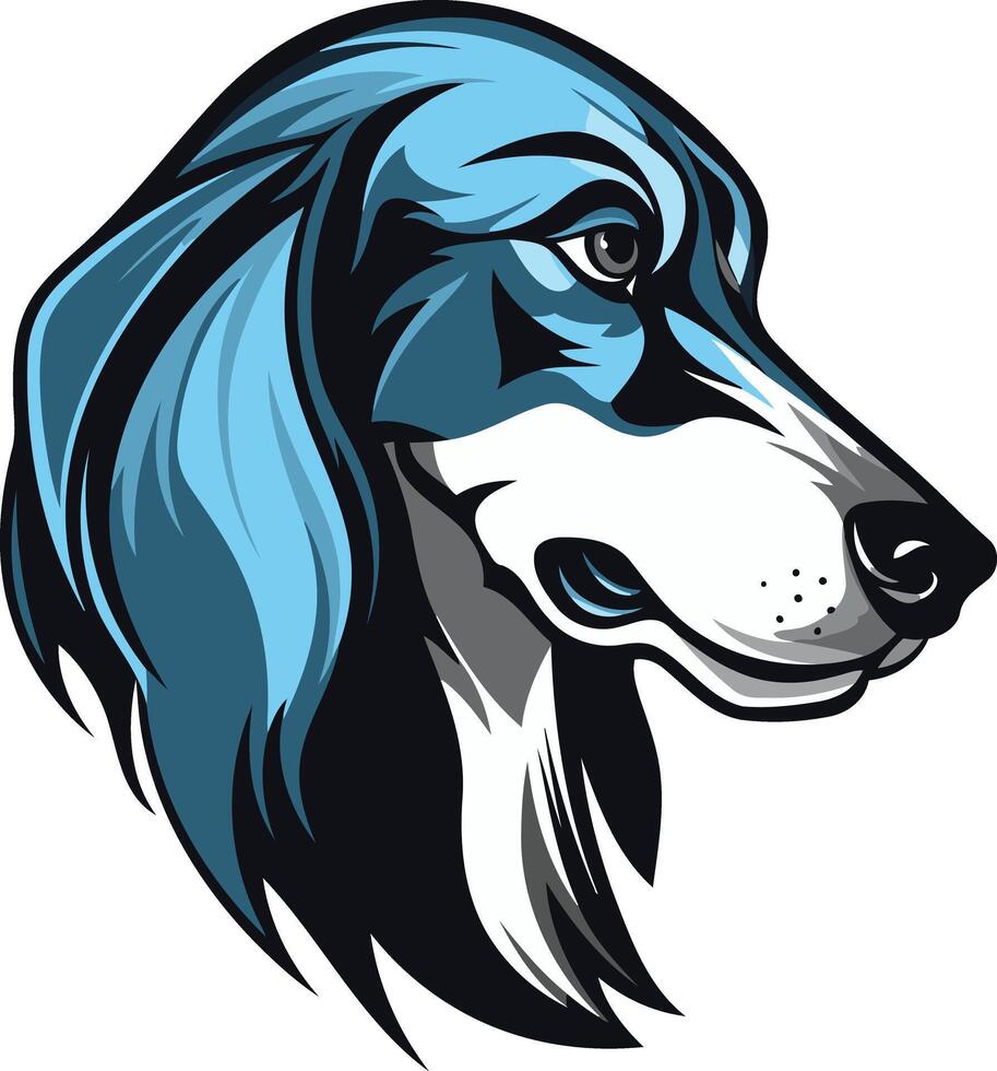 A striking, stylized illustration of a saluki dog's head, perfect for branding, logos, and pet-related designs vector