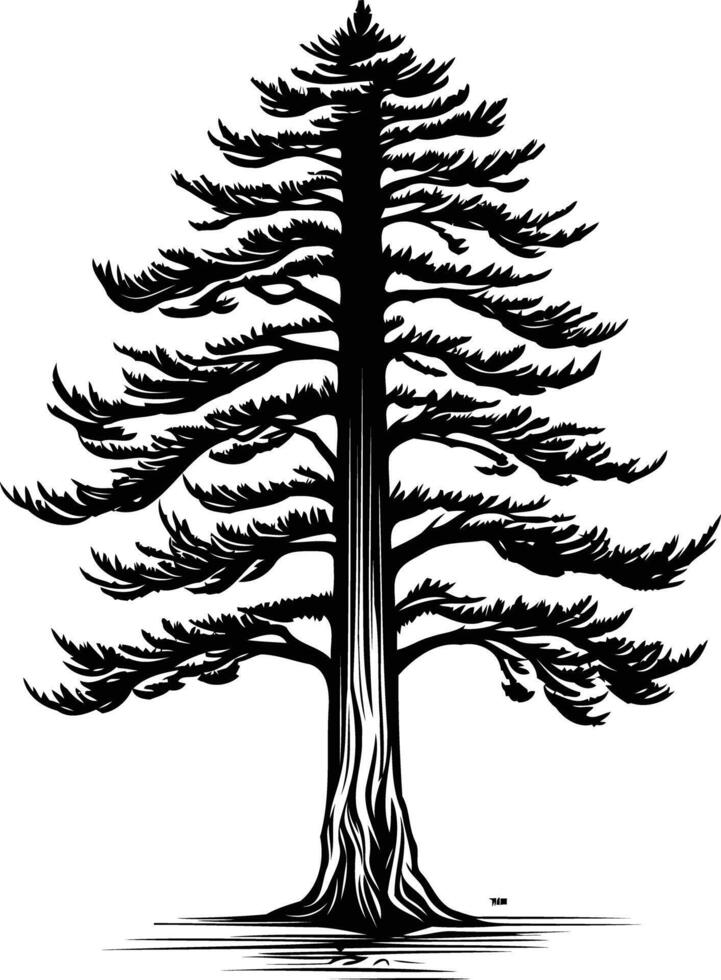 A simple, bold silhouette of a tall pine tree, perfect for nature themed designs vector