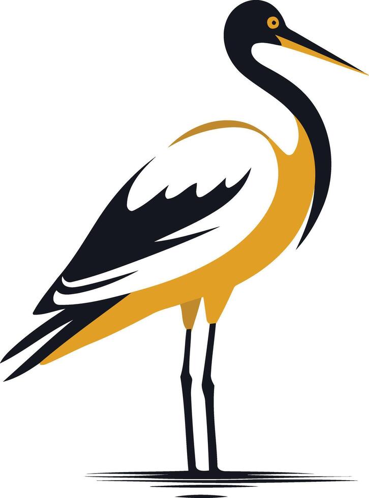 Stylized illustration of a crane bird, perfect for branding, logos, and nature-themed designs vector