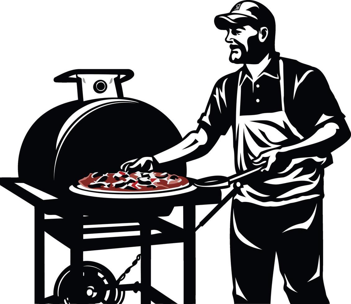Pizza Maker in Action The Art of Pizza Making vector