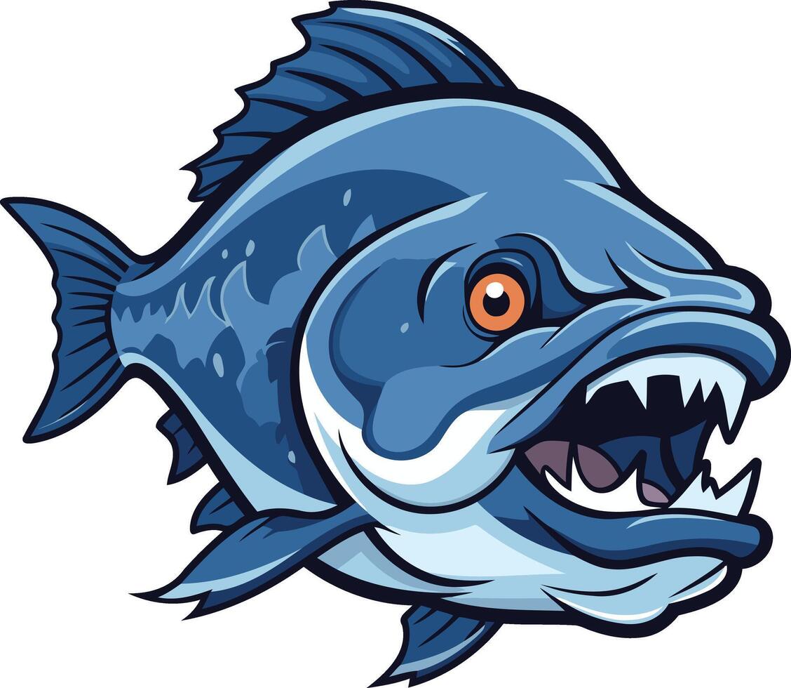 A ferocious piranha with sharp teeth and a menacing expression vector
