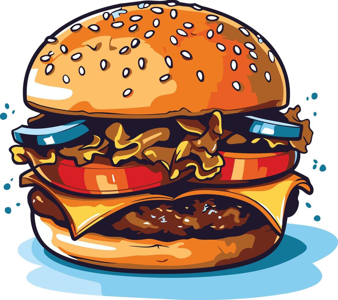 Juicy and Delicious Hamburger Illustration vector