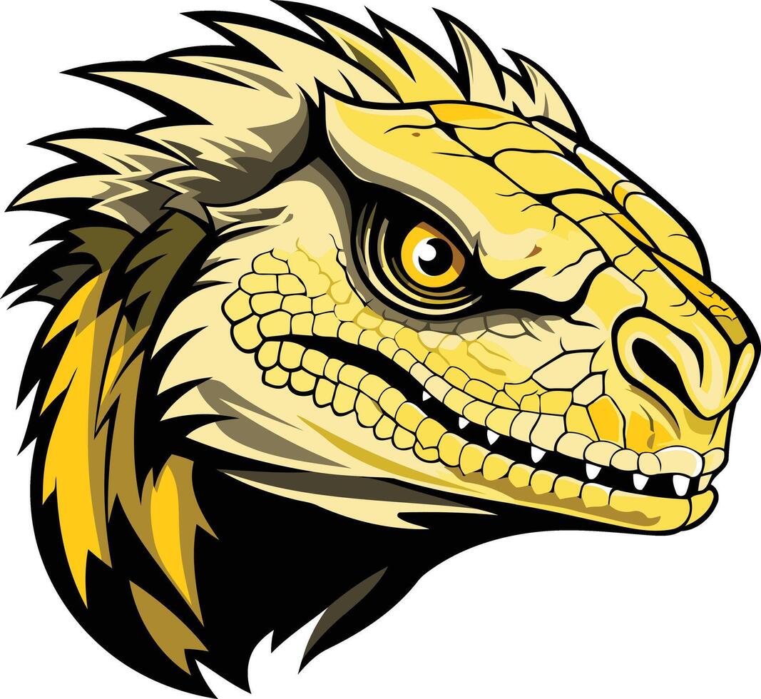 A fierce and stylized dinosaur head, perfect for logos, branding, and mascot designs vector