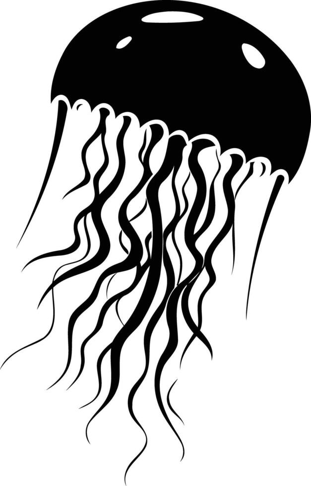 A simple, bold black and white silhouette of a jellyfish vector