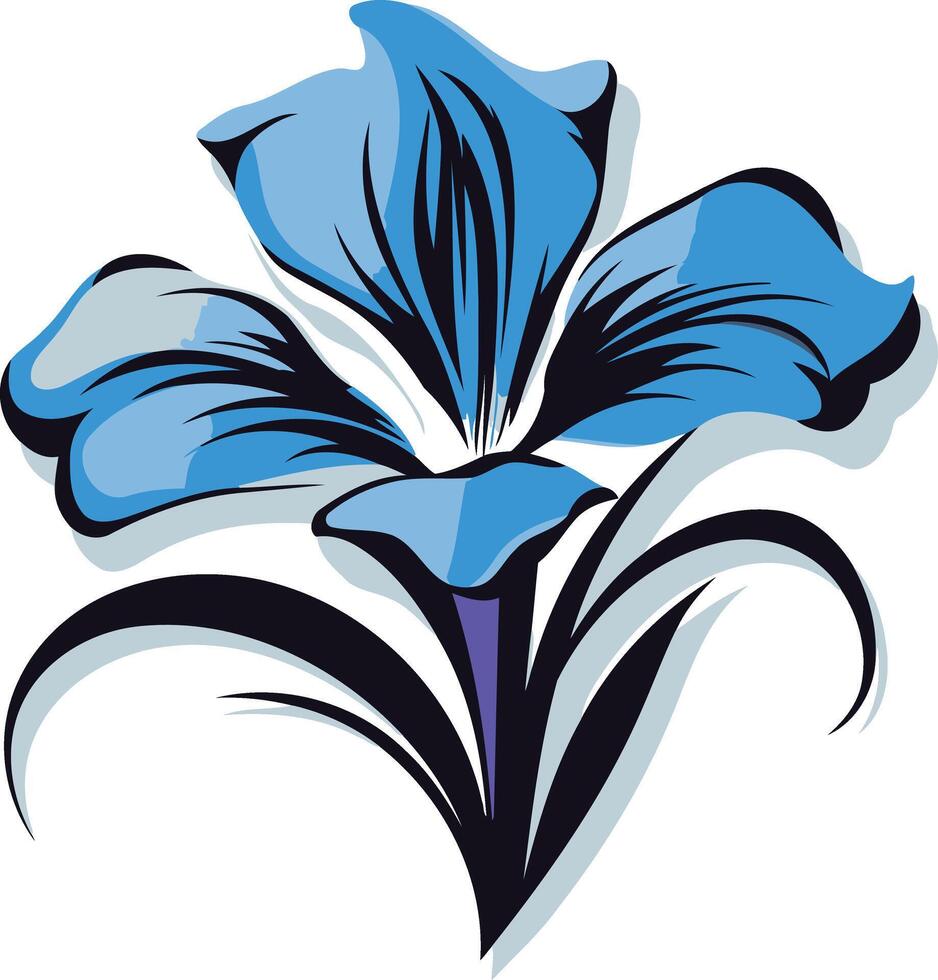 Elegant blue flower with a stylized stem, perfect for floral design, wedding invitations, or nature inspired branding vector
