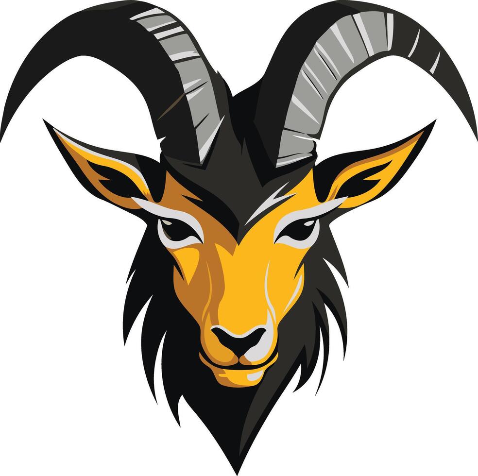 A powerful and striking logo featuring a stylized mountain goat head vector