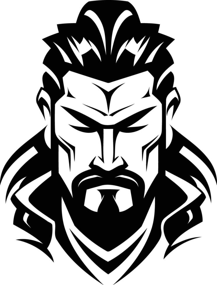 A bold and powerful illustration of a man's face with a beard, perfect for branding, t-shirts, or any design needing a strong, masculine feel vector