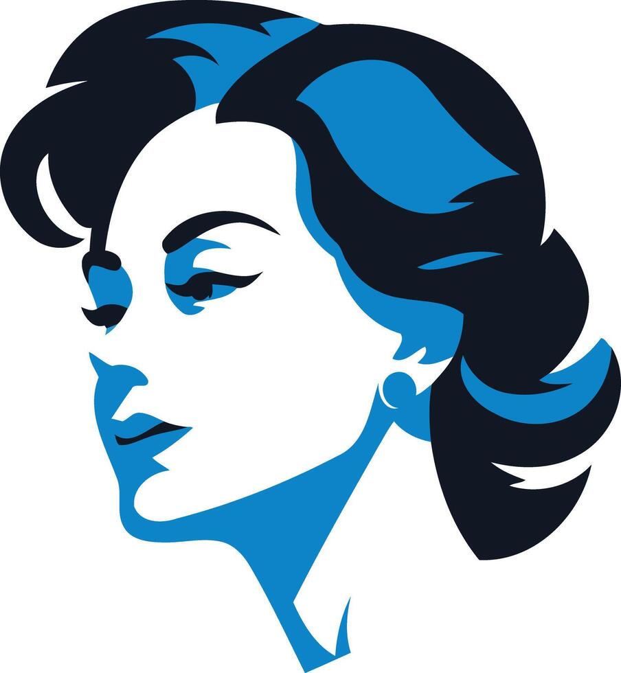 Elegant Woman in Blue and Black vector