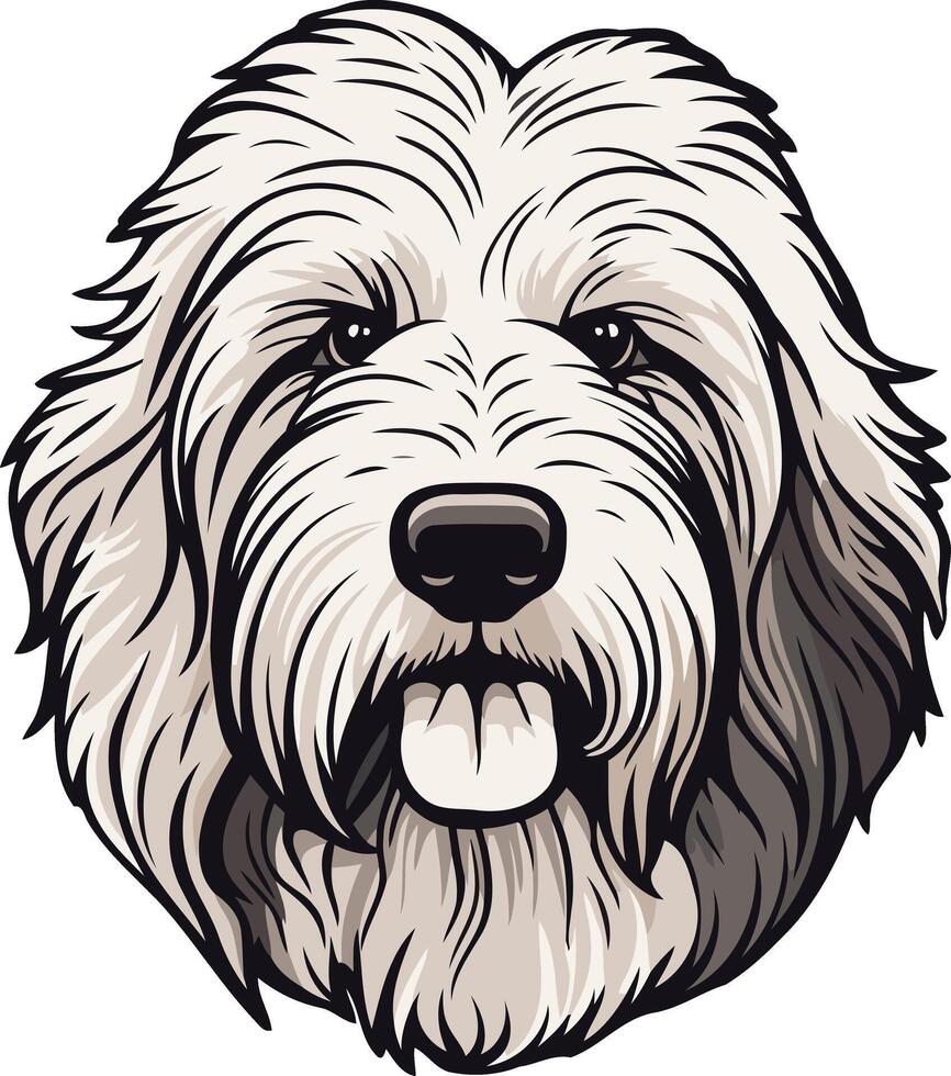 A Portrait of a White and Black Sheepdog vector