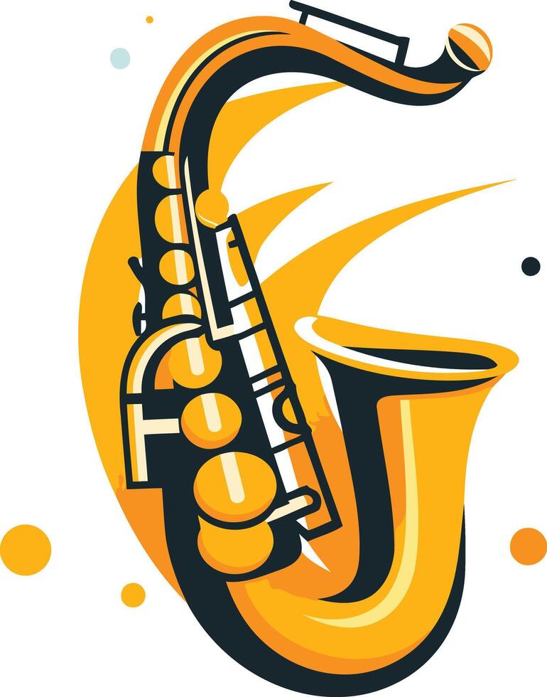 Saxophone Illustration with Yellow and Black Colors vector