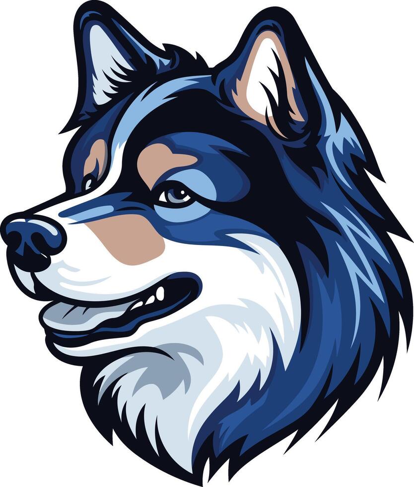 A friendly and stylized husky dog head illustration, perfect for logos, branding, and pet-related designs vector