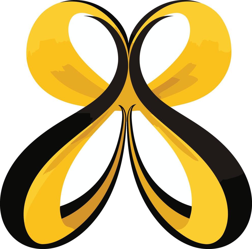 Intertwined Abstract Design in Black and Yellow vector