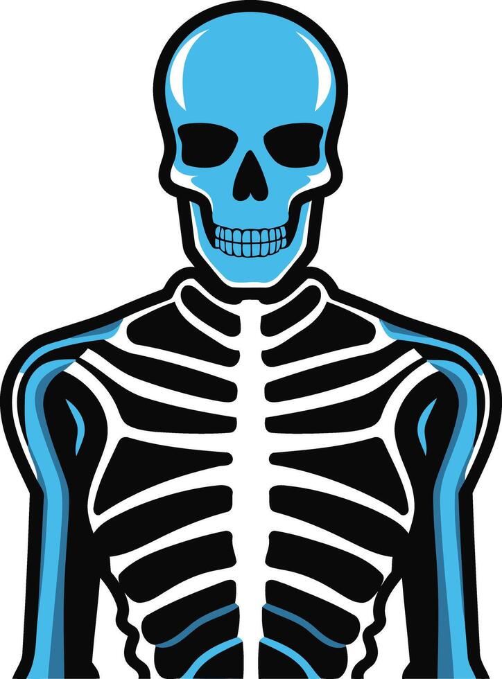 A stylized blue skeleton illustration, perfect for halloween, medical, or spooky themed projects vector