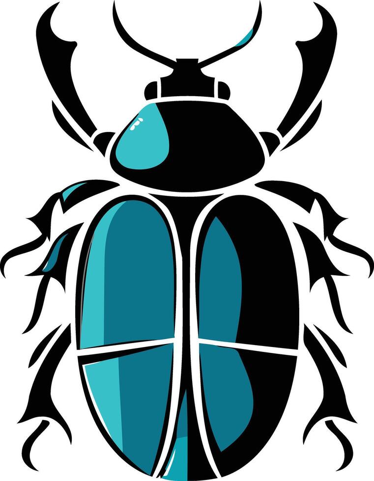 Stylized blue and black beetle silhouette, perfect for a logo, tattoo, or graphic design project vector