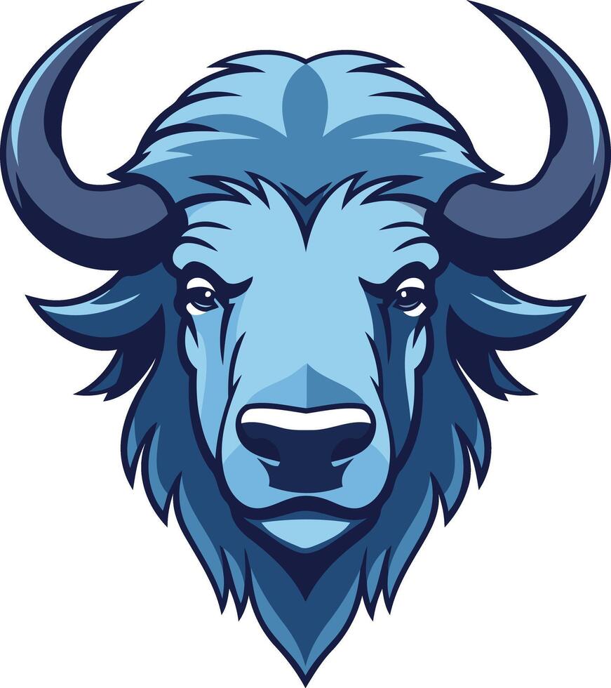 Blue Buffalo Head Mascot Illustration vector