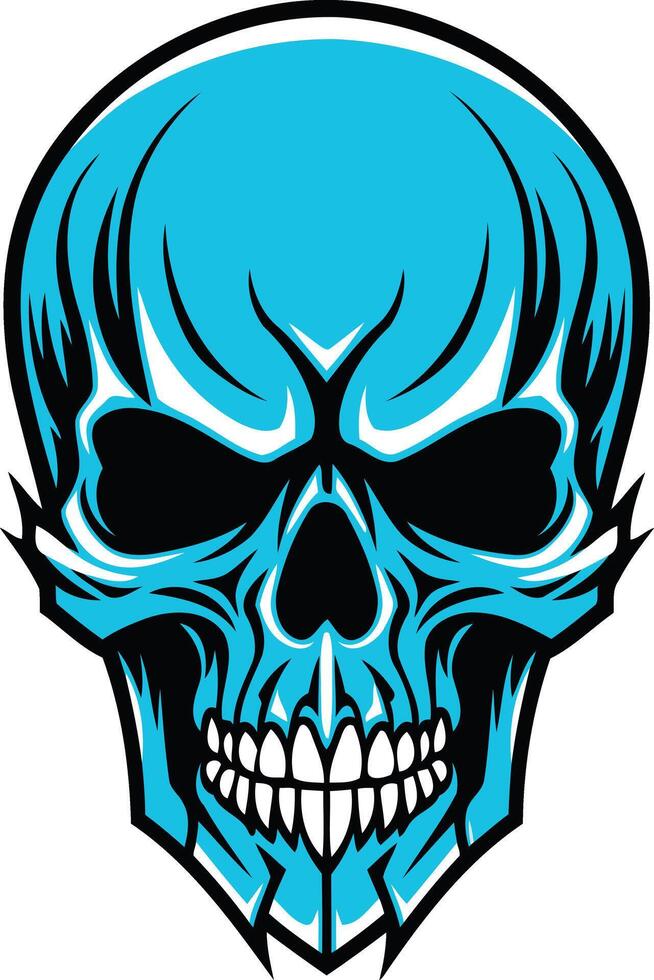 Cool blue skull design, perfect for tattoos, t-shirts, and edgy branding vector