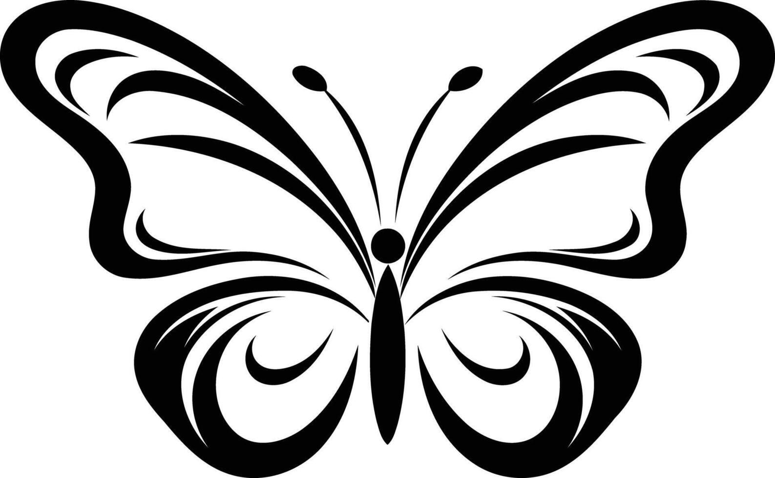 Simple black and white butterfly silhouette with elegant design vector