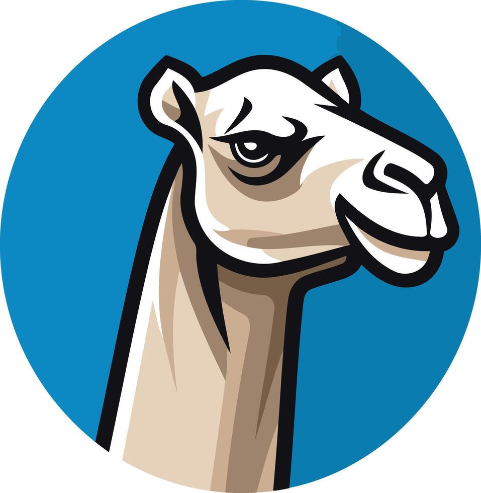 A bold and stylized camel head illustration, perfect for logos, branding, and mascot designs vector
