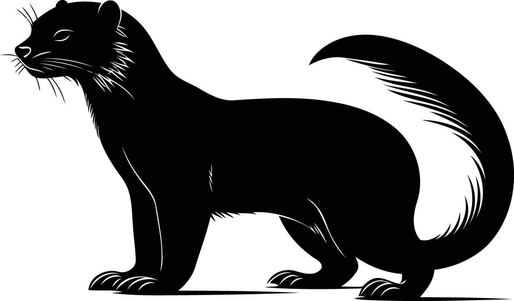 A striking silhouette of a weasel, showcasing its sleek body and alert stance vector