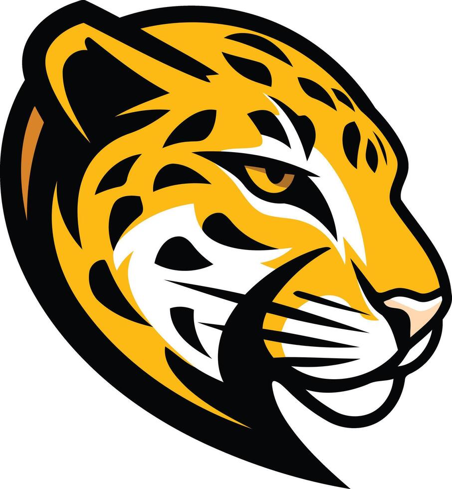 Yellow and Black Jaguar Head Mascot vector