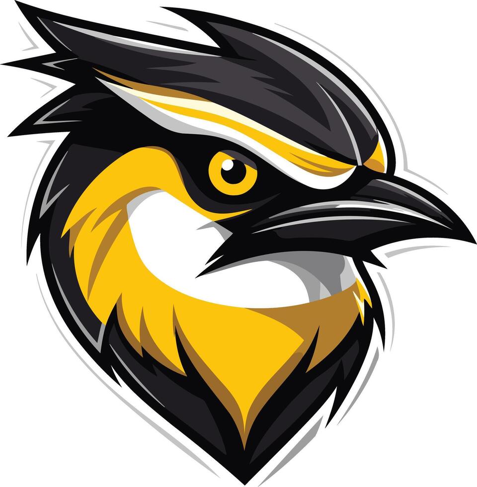 A fierce and powerful bird mascot, with a bold black and yellow color scheme, perfect for branding, sports teams, or gaming logos vector