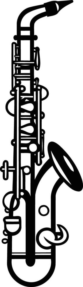 A simple, black and white illustration of a saxophone vector