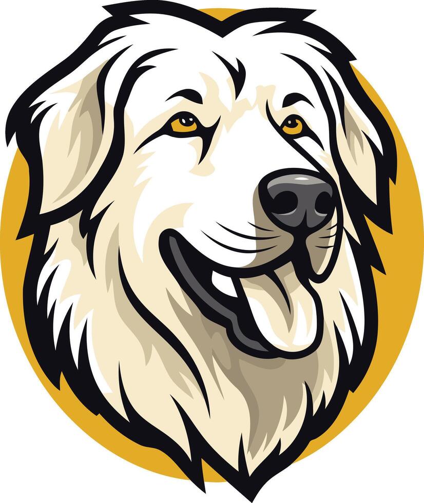 A friendly, cartoon-style great pyrenees dog with a happy expression, perfect for dog lovers, pet brands, and animal-themed designs vector