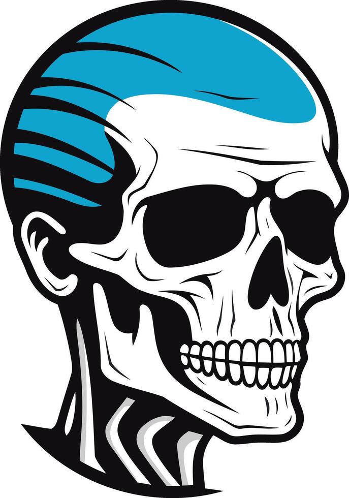 Skull with Blue Hairstyle vector