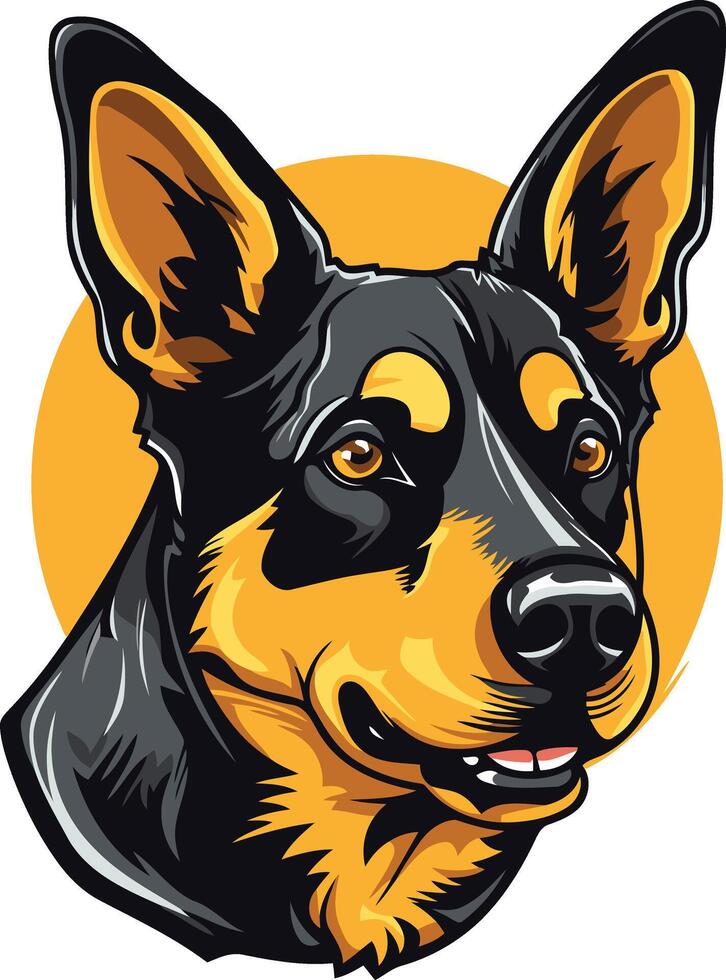 A friendly, cartoon-style german shepherd with a happy expression, perfect for pet-related projects, branding, and merchandise vector